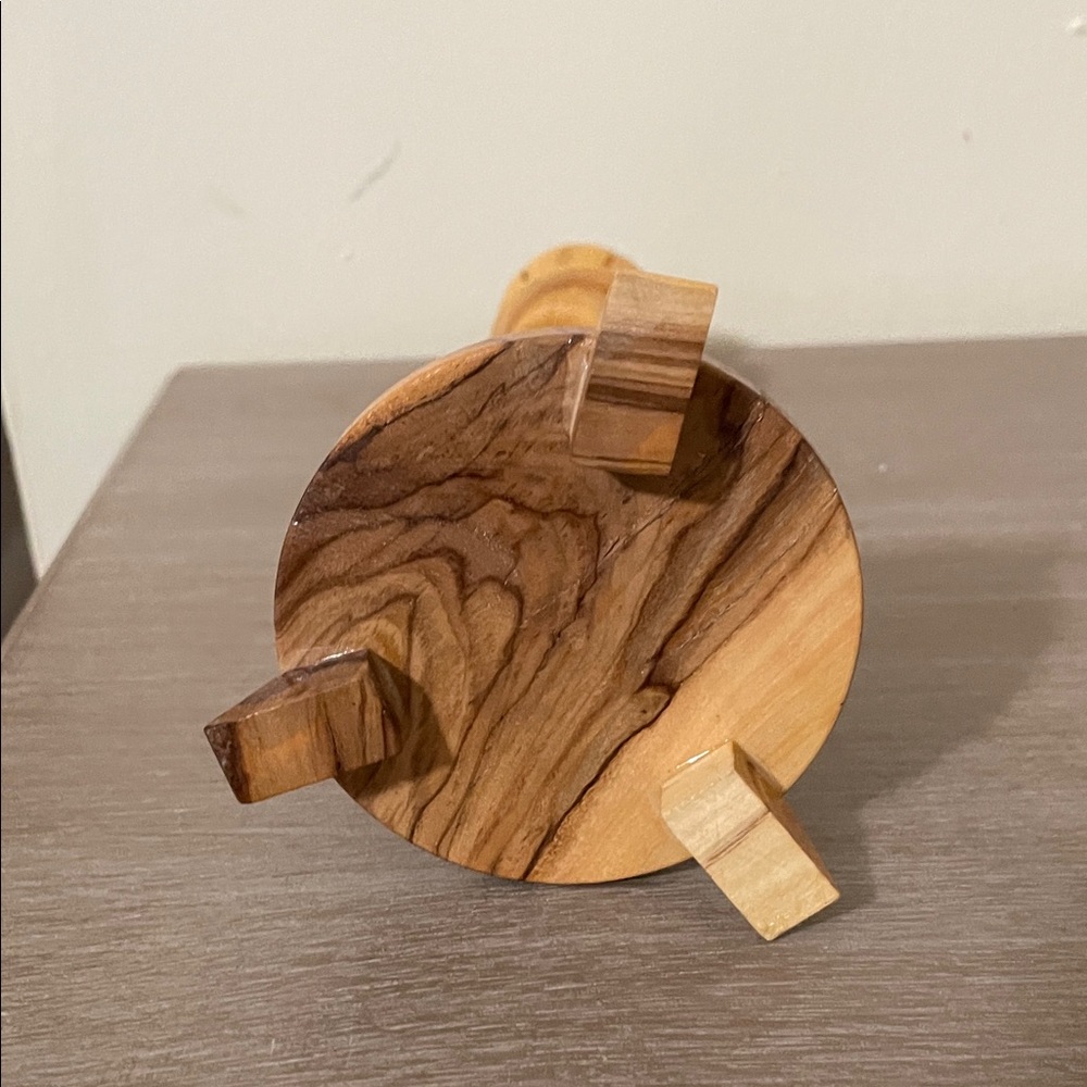 Artisan Twisted Wooden Candle Holders - Tan - Picture 2 of 13